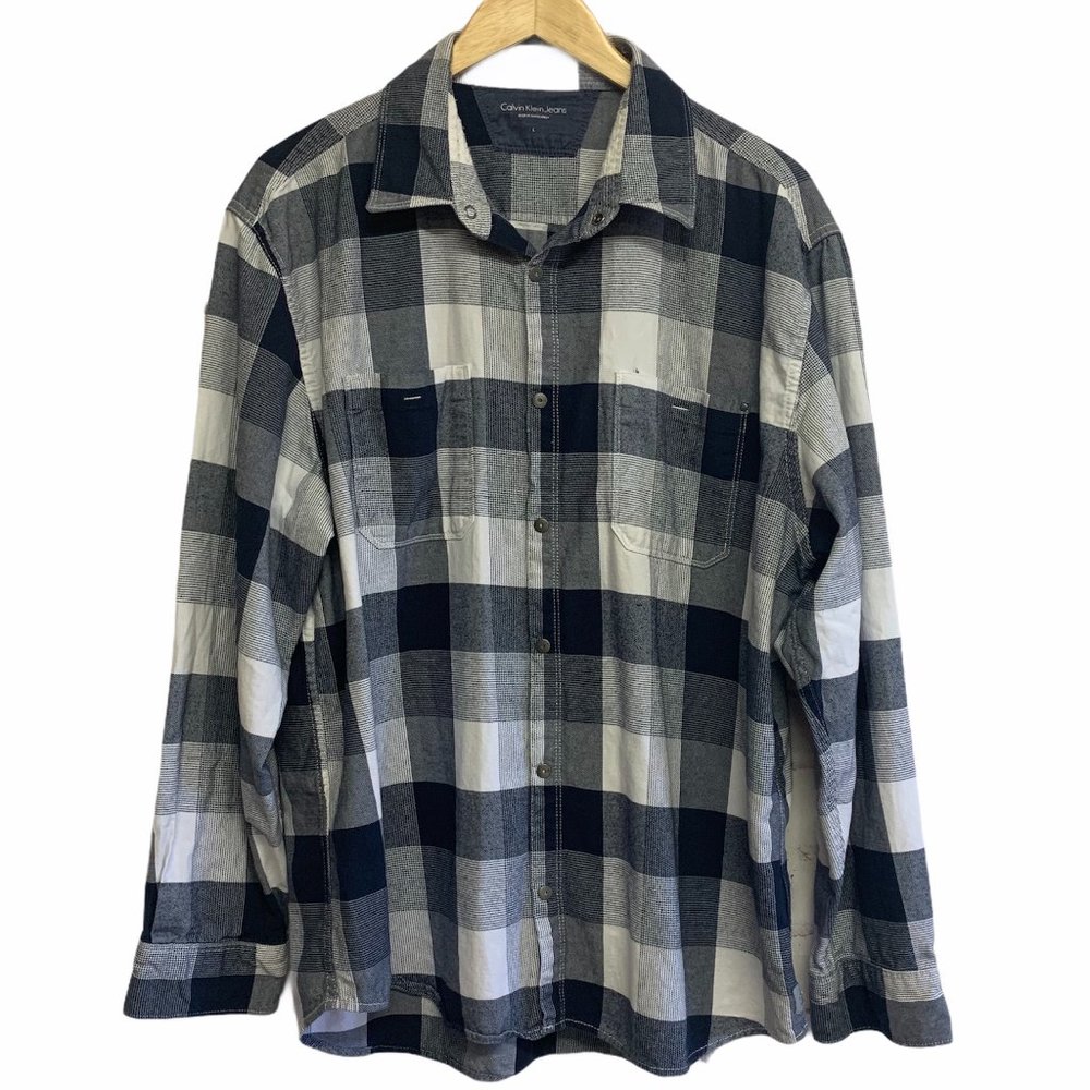 CALVIN KLEIN Men's Plaid Long Sleeve Shirt